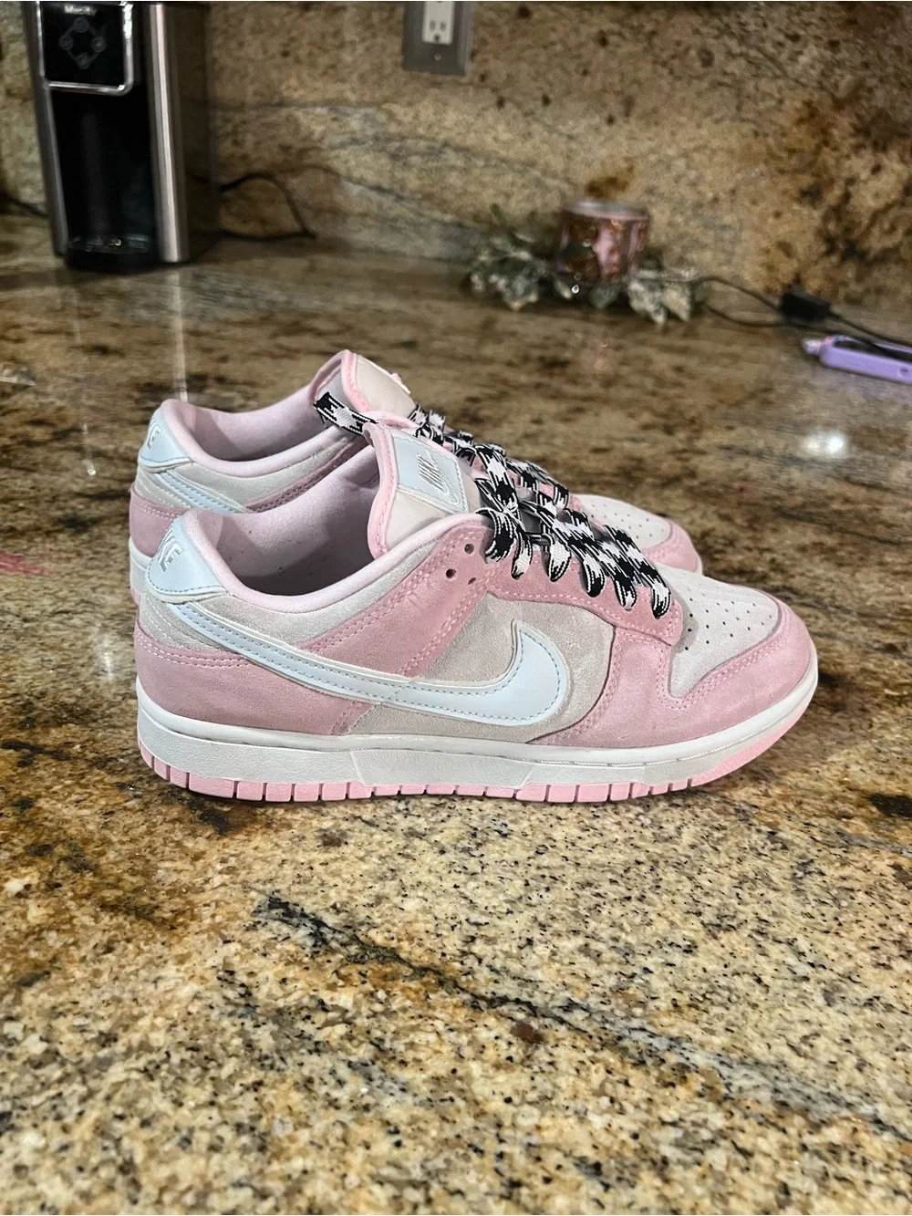 Nike Pink and White Low-Top Sneakers